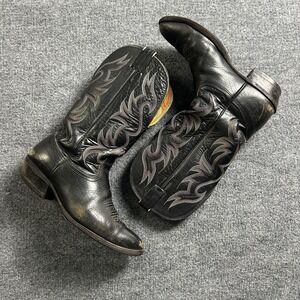 Nocona Boots Mens Size 9 E Black Leather Western Cowboy Pointed Toe Made USA
